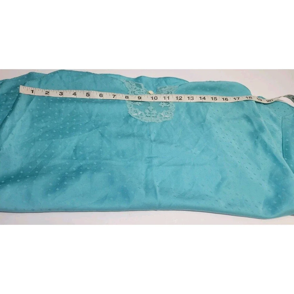Vtg Victoria’s‎ Secret Gold Tag Teal Satin Slip babydoll Nightgown Lingerie Sz M